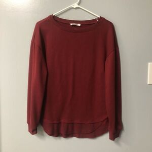 red kirundo sweater shirt layered long sleeve round neck size medium cotton poly